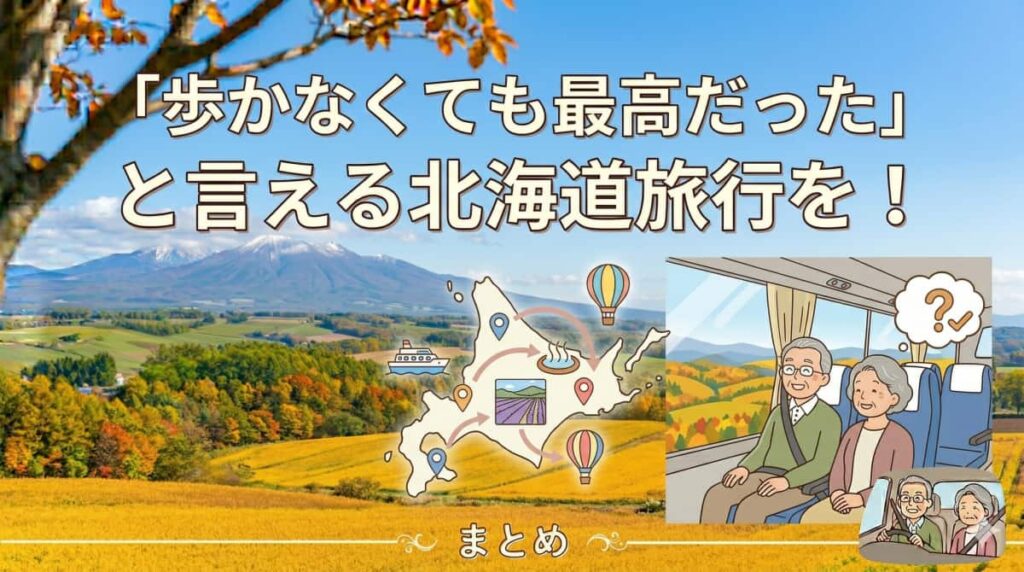 まとめ|「歩かなくても最高だった」と言える北海道旅行を!